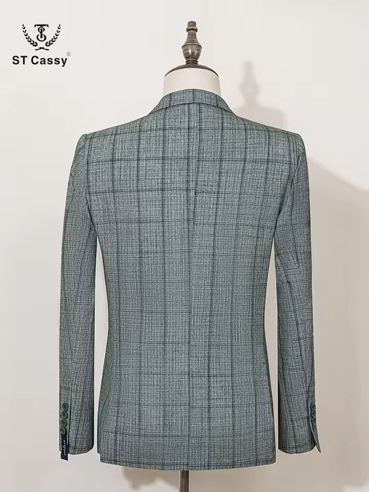 ST Cassy High Quality Plaid suit Fashionable and Casual Jacket Coat Slim Fit Leisure elegant Men's jackets