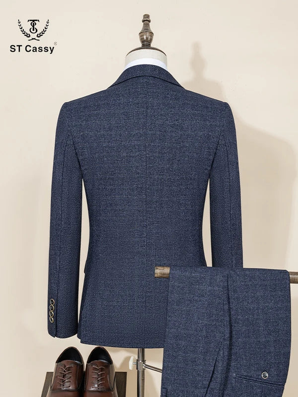 ST Cassy High Quality(jacket+Vest+Pants)Slim fit casual suit Single Breasted Groom Wedding Business Office Men's Suits