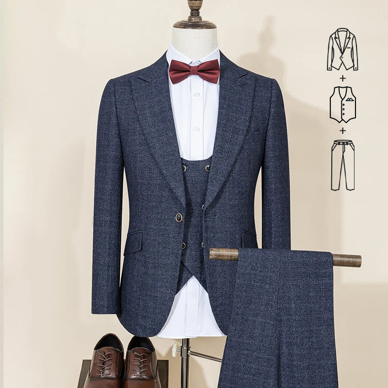 ST Cassy High Quality(jacket+Vest+Pants)Slim fit casual suit Single Breasted Groom Wedding Business Office Men's Suits