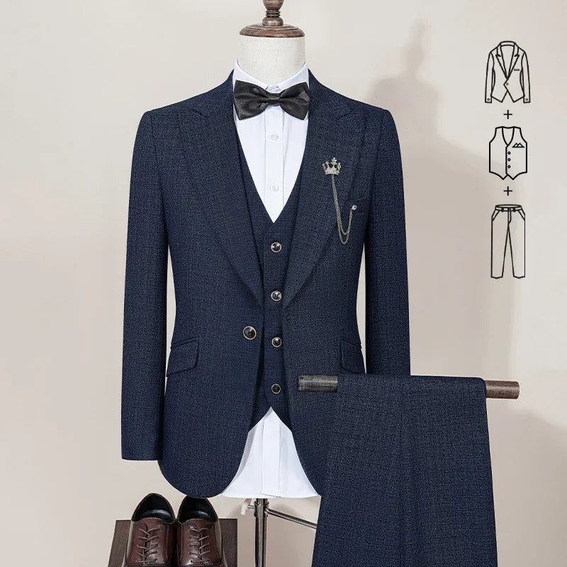 ST Cassy luxury Men Suit Slim Fit Male Groom Wedding Blazers Party Dress Suit Business Office three-piece