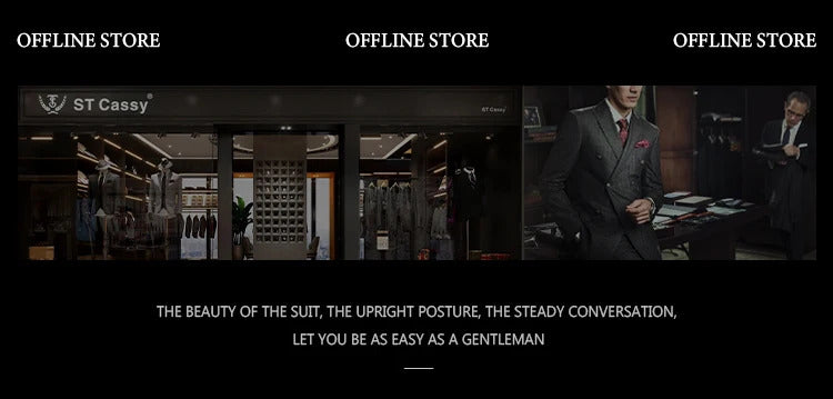 ST Cassy Elegant man suit for wedding Slim Fit Double Breasted Multiple buttons Casual Business man 2 piece outfit set