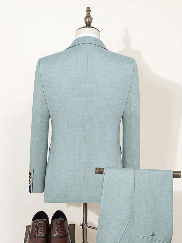 ST Cassy High Quality Men's Suit Summer thin Green Slim Fit Formal Business Office Men's Suits(jacket+Vest+Pants)