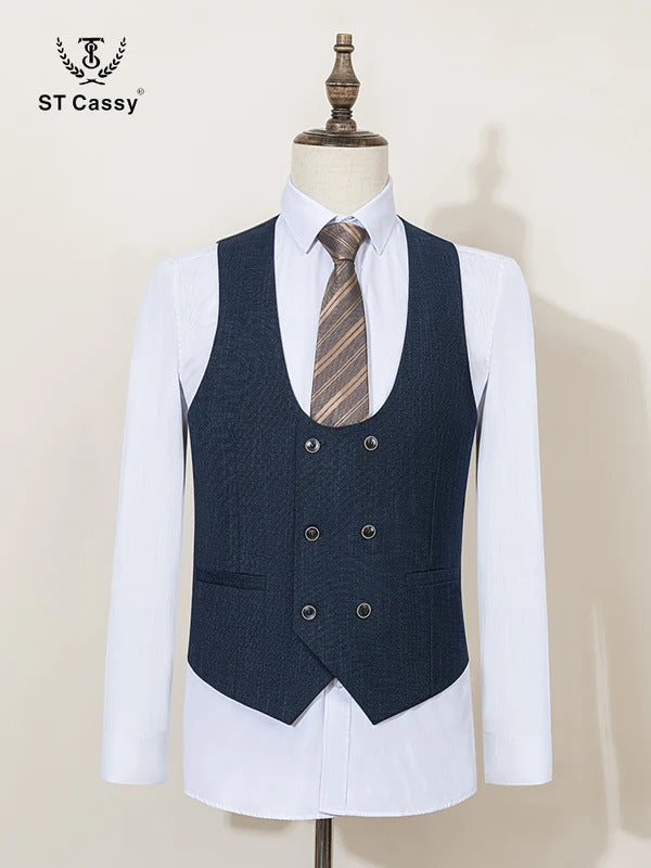 ST Cassy High-end Brand Formal Business Men's Suits Single Breasted Solid Color Slim Fit Suit wedding three-piece