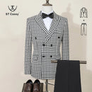 ST Cassy Fashionable Plaid suit High-end Brand Business Slim Fit Casual Party Dress Male Groom Wedding Blazers Double Breasted
