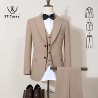 ST Cassy new 2 buttons on suit blue modern design mens office wear blazer coustime homme luxe Bead edge craftsmanship
