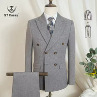 ST Cassy light brown Elegant Man Suit 2 Pcs Set Modern Wedding Party Suits for Men Stylish high quality Business office suit