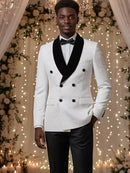 ST Cassy double-breasted groom's wedding 2 piece set men's white slim fit leisure Tasdo shawl collar‌ evening gown Men's suits