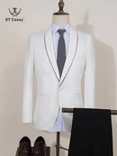ST cassy white Elegant Men's Suit Groom Wedding Tuxedo Slim Fit Blazer for Party Prom Night
