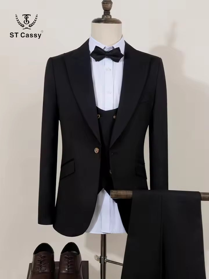 ST Cassy black Groom Suit Elegant Wedding Tuxedo Formal Party Blazer for Men Stylish Slim Fit man suit