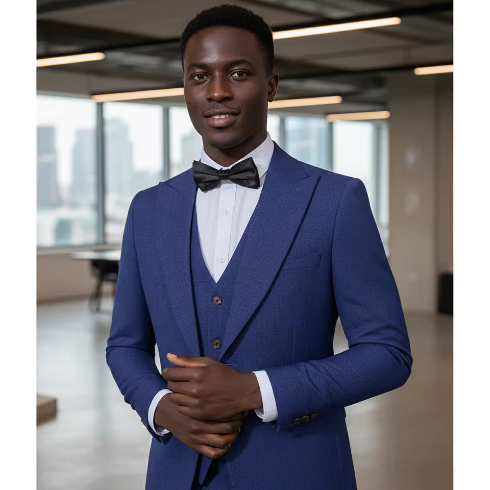 ST Cassy new 2 buttons on suit blue modern design mens office wear blazer coustime homme luxe Bead edge craftsmanship