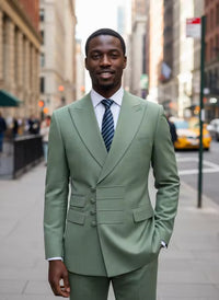 ST Cassy Elegant man suit for wedding Slim Fit Double Breasted Multiple buttons Casual Business man 2 piece outfit set