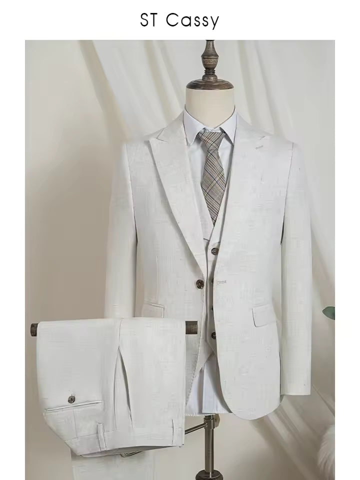 ST Cassy high quality luxury men's suit elegant suits for men leisure beige luxury man jacket Slim-Fit full men's suit business office