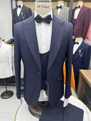 ST Cassy Men's three piece suit elegant slim fit formal office and leisure banquet groomsman set groom's wedding dress