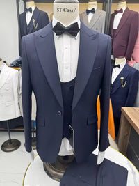 ST Cassy Men's three piece suit elegant slim fit formal office and leisure banquet groomsman set groom's wedding dress