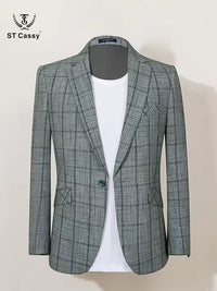 ST Cassy High Quality Plaid suit Fashionable and Casual Jacket Coat Slim Fit Leisure elegant Men's jackets