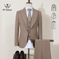 ST Cassy new 2 buttons on suit blue modern design mens office wear blazer coustime homme luxe Bead edge craftsmanship