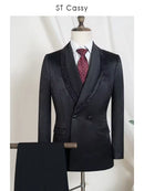 ST Cassy Luxury and fashionable men's suit Rhinestone Collar Shawl Lapel black Wedding Suit 2 Piece Set Groom Tuxedo Banquet