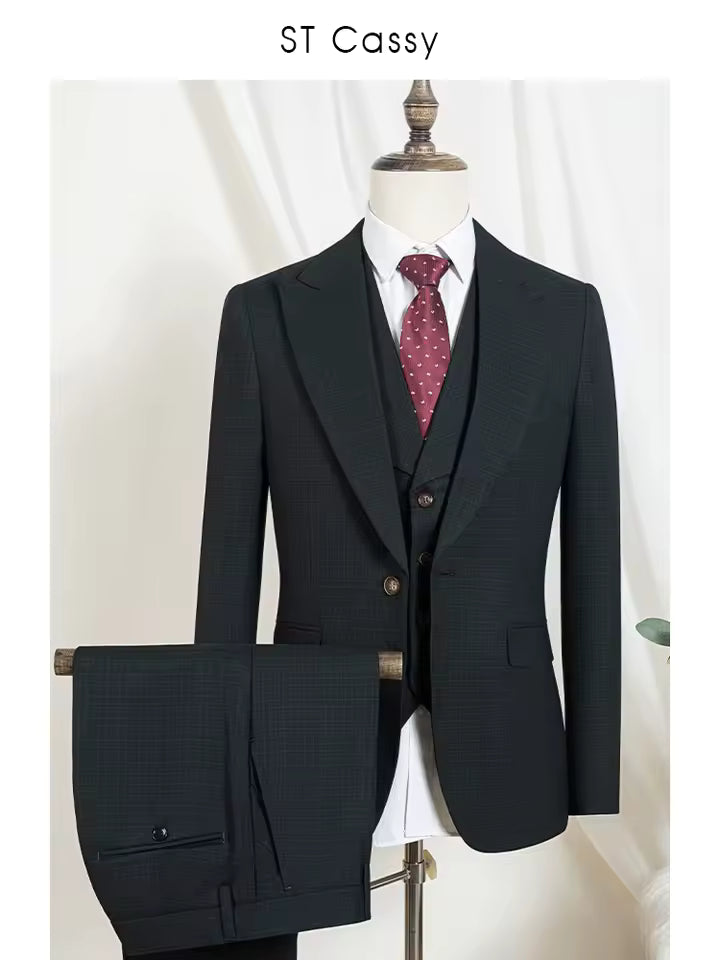 ST Cassy luxury man suits dark green jacket for men Classic men's suit wedding dresses Slim-Fit full men's suit business office
