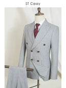 ST cassy gray 2 Pcs set（Jacket+pants）Men's Suit Stripe Double Breasted Wedding Groom costume leisure office Business Suit 2 sold byST Cassy Official St... (4.9 | 1,000+ sold ) 2 sold