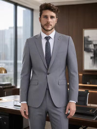 ST Cassy High Quality Men's Suit Slim Fit Solid Color Suit Formal Business Office Single Breasted Coat Pants 2 Pieces Set