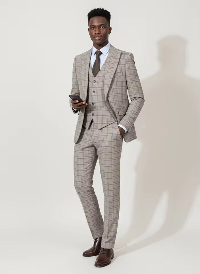 ST Cassy High Quality Plaid suit Formal Business Office Men's Suits Fashionable and Casual evening gown