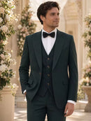 ST Cassy High quality luxury 3 piece set elegant men suits dark green Slim Fit Male Groom Wedding Blazers Party Dress Business Office