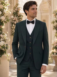 ST Cassy High quality luxury 3 piece set elegant men suits dark green Slim Fit Male Groom Wedding Blazers Party Dress Business Office