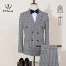 ST Cassy 2-piece set of jackets and pants Elegant suits for men double-breasted Plaid suit Formal Business Office Men's Suits