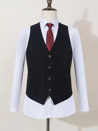 ST Cassy high-quality black striped suit slim fit luxurious and elegant men's business suit wedding fashion clothing 3-piece set