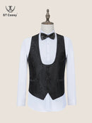 ST Cassy High Quality Retro carving Party Dress Slim Fit Tuxedo Prom Suit Fashion black Male Groom Wedding three-piece