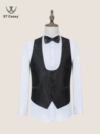 ST Cassy High Quality Retro carving Party Dress Slim Fit Tuxedo Prom Suit Fashion black Male Groom Wedding three-piece