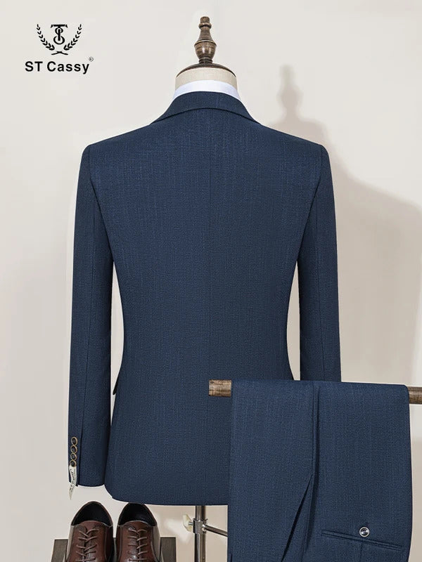 ST Cassy High-end Brand Formal Business Men's Suits Single Breasted Solid Color Slim Fit Suit wedding three-piece