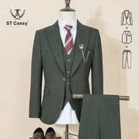 ST Cassy High Quality Male Groom Wedding Blazers Slim fit casual evening gown Business Office khaki Men's Suits