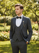 ST Cassy High Quality Men's Suit Slim Fit Male Groom Wedding Blazers Party Dress  Suit Business Office three-piece