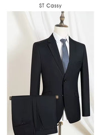 ST Cassy 2 piece set Classic men's suit Classic Slim-Fit 2-Button Design for Formal Occasions business office luxury man jacket