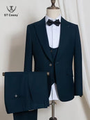 ST Cassy High Quality luxury brands men Suit for man blackish green elegant dinner suit 3-Piece Set Slim Fit Groom's wedding dress