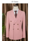 ST cassy Elegant White Double Breasted Suit Set 2 Piece Business Wedding Outfit Classic Stylish Blazer Pants Modern Trendy