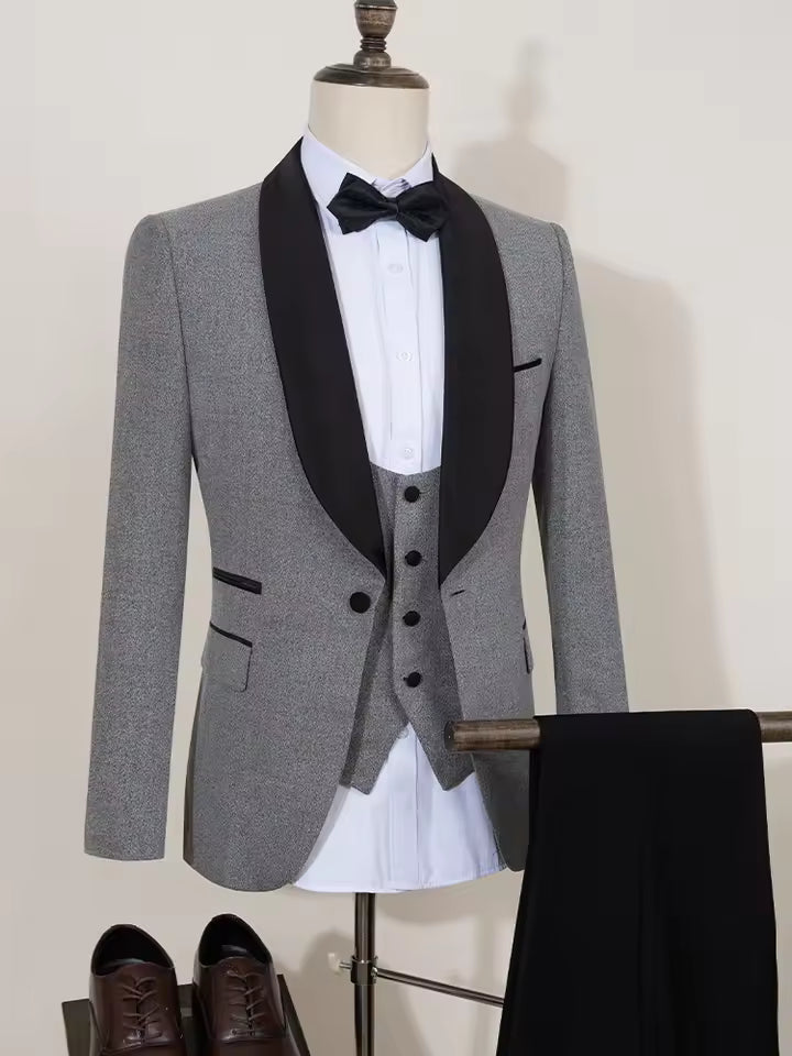 ST Cassy Elegant Men's Suit Groom Wedding Tuxedo Slim Fit Blazer for Party Prom Night