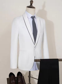 ST cassy white Elegant Men's Suit Groom Wedding Tuxedo Slim Fit Blazer for Party Prom Night