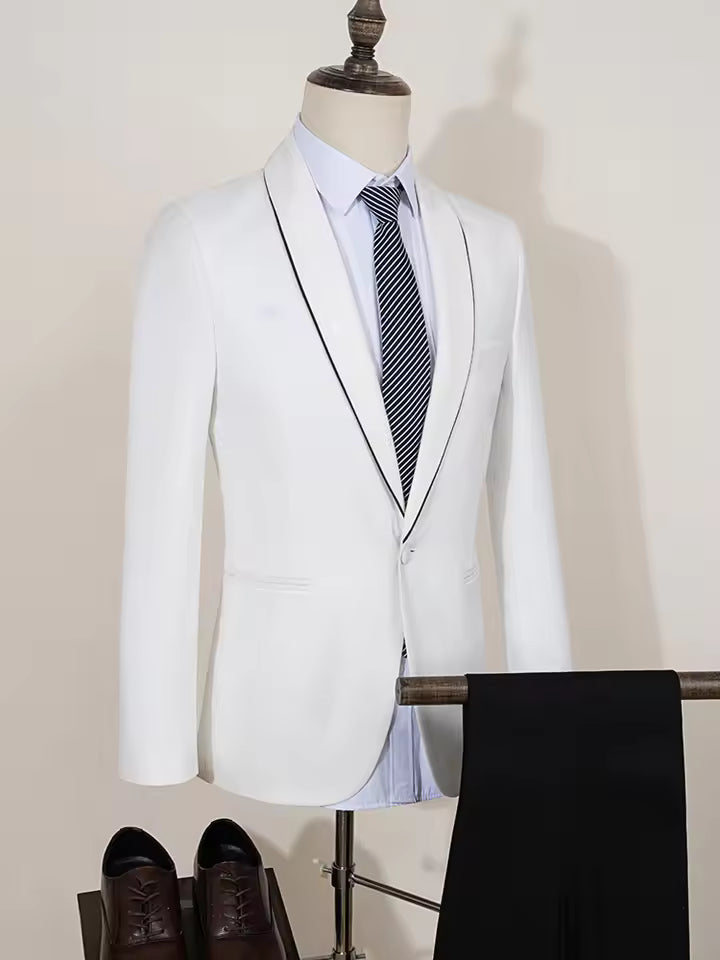 ST cassy white Elegant Men's Suit Groom Wedding Tuxedo Slim Fit Blazer for Party Prom Night