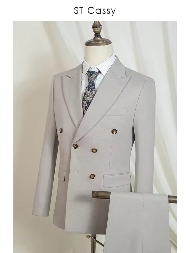 ST Cassy light brown Elegant Man Suit 2 Pcs Set Modern Wedding Party Suits for Men Stylish high quality Business office suit