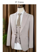 ST Cassy Men's three piece suit elegant slim fit formal office and leisure banquet groomsman set groom's wedding dress