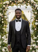 ST Cassy High Quality Retro carving Party Dress Slim Fit Tuxedo Prom Suit Fashion black Male Groom Wedding three-piece