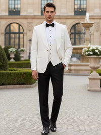 ST Cassy High Quality white Wedding Groom Dress elegant evening gown Prom man Suit Party Dress Slim fit casual suit three-piece