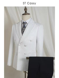 ST Cassy high quality luxury men's suit 2 piece set white luxury man jacket Wear 2 piece set Classic men's suit for wedding