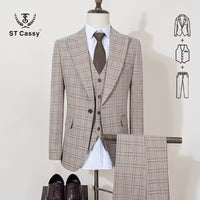 ST Cassy High Quality Plaid suit Formal Business Office Men's Suits Fashionable and Casual evening gown
