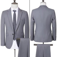 ST Cassy High Quality Men's Suit Slim Fit Solid Color Suit Formal Business Office Single Breasted Coat Pants 2 Pieces Set