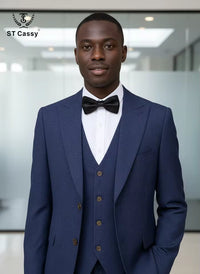 ST Cassy new 2 buttons on suit blue modern design mens office wear blazer coustime homme luxe Bead edge craftsmanship