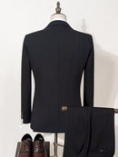 ST Cassy high-quality black striped suit slim fit luxurious and elegant men's business suit wedding fashion clothing 3-piece set