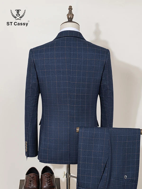 ST Cassy High Quality Plaid suit Formal Business Office Men's Suits Fashionable and Casual evening gown